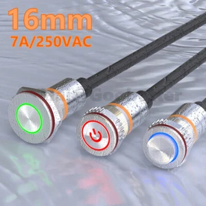 Interruptor pulsador metálico 16 mm cierre momentáneo impermeable LED RGB 5-24V/220V - Imagen 1 de 12