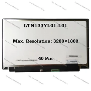 LTN133YL01-L01 13.3" 3200×1800 LCD Display No-Touch Screen Replacement Panel NEW - Afbeelding 1 van 1
