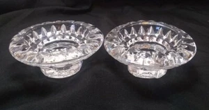  2 Vintage Clear  Glass Crystal Candlestick/tea lite Holders Round   Indonesia - Picture 1 of 8