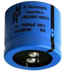 Elko 10000μF/40V, 10000uF, 85°C, RM=10mm, Snap-In, Ø37mm x h35mm, 1 ud. - Imagen 1 de 2