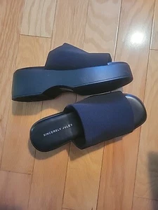 Sincerely Jules Happy Platform Shoes Sandals Black Chunky Slides Size 7 M - Picture 1 of 5