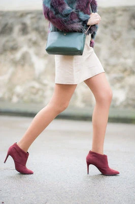 ZARA Gamuza Cuero Tacón Alto Botines Borgoña 1151/001 EE. UU. 6 EUR 36 Foto 1 de 4