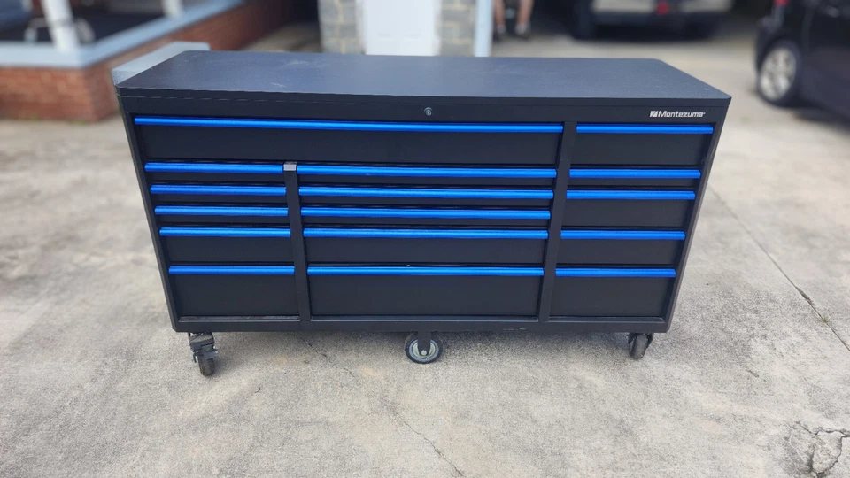 Montezuma Tool Box - 72" x 20" 16 Multiple Outlets & Black Powder Coat Finish - Image 1 of 4