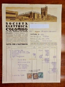 "" SOCIETÀ ELETTRICA COLOMBO "" LAMPADINE WOLFRAM, MILANO - FATTURA 1934 - Picture 1 of 1