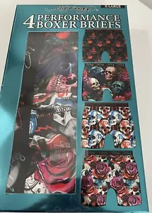 ED HARDY 4 Pack Mens XL Performance Boxer Briefs Underwear Waist 40-42 NEW skull - Picture 1 of 7