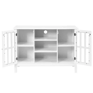 Costway White TV Stand Stylish Storage Shelf Console Cabinet Holds Up To 80 LBS - Picture 1 of 8