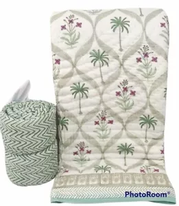 Wendedruck Baumwolle Tagesdecke Quilt Überwurf Indian Queen Winter Razai Decke - Bild 1 von 1
