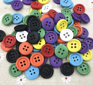 100pcs Wooden buttons Fit Sewing scrapbooking Mixed-color Round 4-Holes 15mm
