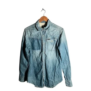 Camisa G-Star Raw Para Hombre Talla M Azul Denim Abotonada Informal Estilo Envejecido - Imagen 1 de 16