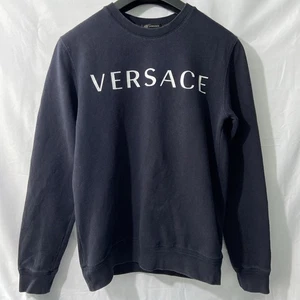 Versace XS fits small alsoSweatshirt pullover Jumper navy graphic on reverse - Picture 1 of 7