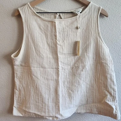 Camiseta sin mangas Max Studio para mujer con textura media sin mangas mezcla de lino 4702W7706 Foto 1 de 4
