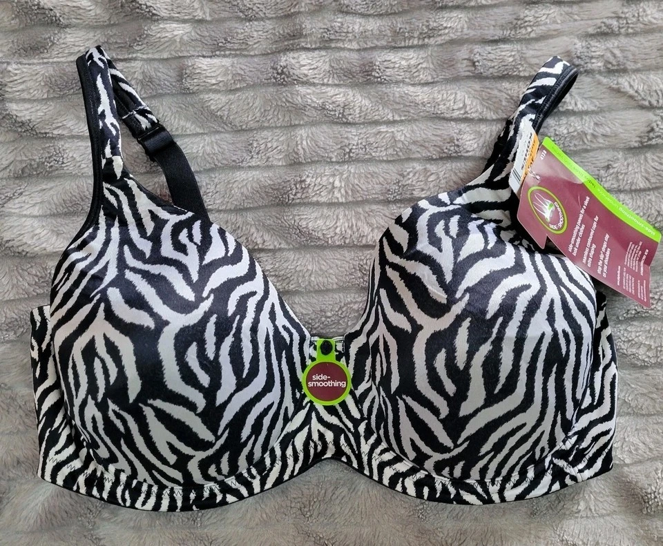Sujetador Playtex Secrets Talla 40B Estampado de Cebra 4138 Suavizado Lateral Con Aros Nuevo con Etiquetas Foto 1 de 1