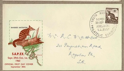 Australia 1960 SAPEX Exhibition 6d Anteater FDC Cover - image 1 of 2