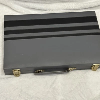 Vintage Backgammon Game  Cardinal Travel Set Case Gray Black White - Image 1 of 4