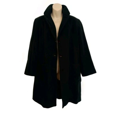 Vintage 80s HAMELLS Wavelength Wool Cashmere Blend Forest Green Coat size 16 UK - Image 1 of 4