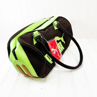 Bolso de Fin de Semana PUMA Marrón Oscuro y Verde Puma Cartera con Etiquetas Bolso Barril Nuevo con Etiquetas Foto 1 de 4