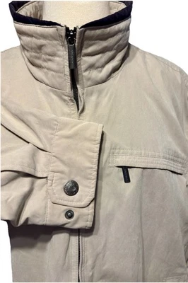 London Fog Bomber Jacket Mens Sz XXL Beige Full Zip Lined Pockets Snaps Casual - Image 1 of 4