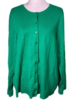 Cárdigan suéter clásico preppy ligero con botones frontales verde para mujer talla 3XL Foto 1 de 4