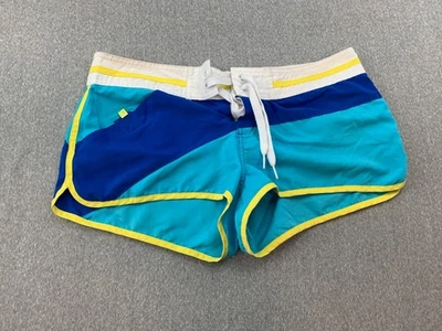 Pantalones Cortos De Colección Ocean Pacific Mujer M (7/9) Azul Teal Amarillo Corbata Frontal Surf Foto 1 de 4