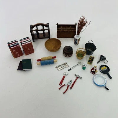 Dollhouse Miniatures Lot 1:12 Kitchen utensils Tools Food Books  Accessories Mix - Image 1 of 4