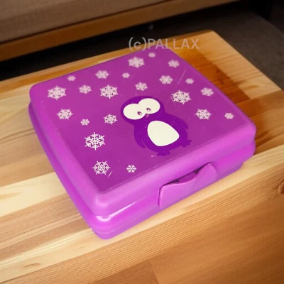 TUPPERWARE A126 SANDWICH-BOX PINGUIN LILA BROTDOSE VESPERBOX - Bild 1 von 2