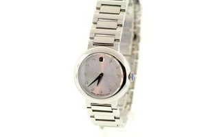 Ladies Movado 0606789 CONCERTO Stainless Steel Silver Dial Diamond Accent Watch - Picture 1 of 14