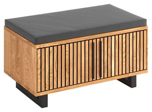 Garderobenbank Schuhbank Braun Eichenholz teilmassiv 2 Türen 80 x 40 cm - Bild 1 von 2