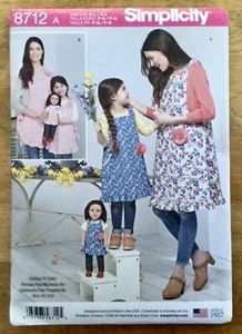 SIMPLICITY Sewing Pattern #8712 Size A Misses/Child/Doll Aprons, New/Uncut - Picture 1 of 3