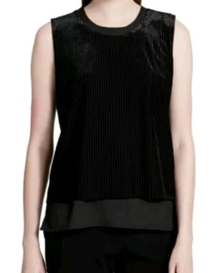 NEW Calvin Klein Sleeveless Black Velvety Flowy Tunic Top Blouse 2X Dressy Lined - Picture 1 of 15