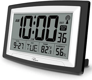 Atomic Clock with Indoor Temperature and Humidity, 12.5 Inch Self-Setting Digita - Picture 1 of 6