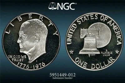 1976 S Eisenhower IKE TYPE 2 Clad Dollar PF68 ULTRA CAMEO NGC Photo Vision® 2711 - Image 1 of 3