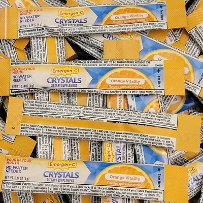 48 Paquetes - EMERGEN-C CRISTAL SUPLEMENTO DIETÉTICO NARANJA VITAITLY 0.14 OZ Foto 1 de 3
