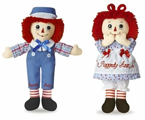 Raggedy Ann and Andy Doll 12'' Hasbro By Aurora Soft Plush With Tags (Set of 2) - Picture 1 of 3
