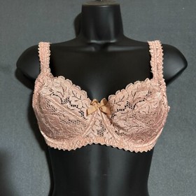 Antinea Lise Charmel 32D Beige Nude Semi-lined Underwired Embroidered Lace Bra