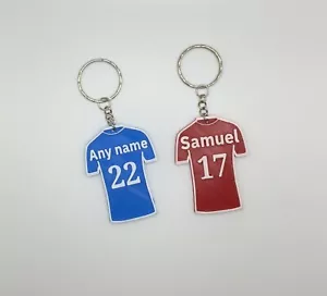 Personalised football keyring, Sports top, Rugby, Netball, Hockey, Key Ring - Picture 1 of 5