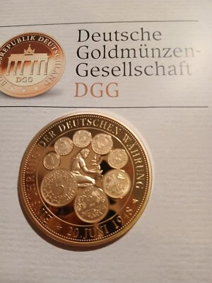 Einführung der Deutschen Mark - 70 Jahre BRD - Ø 40mm Gedenkprägung mit 24K Gold - Bild 1 von 4