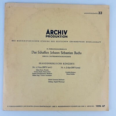 Archiv Produktion Bach Brandenburgische Konzerte Nr 2 Und 3 10" Vinyl Record 130 - Image 1 of 4