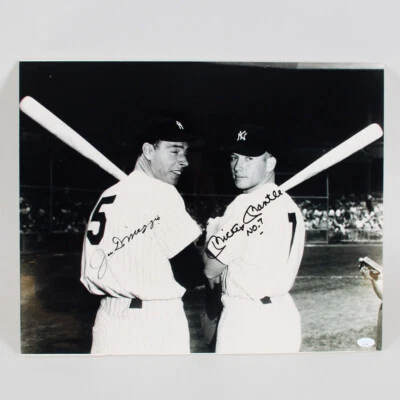 Mickey Mantle & Joe DiMaggio Signed Photo 16x20 Yankees Insc. "No. 7" - COA JSA - Image 1 of 4