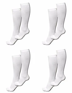 4 Pair Sm/Med White Graduated Compression Socks Support Stockings Men's Women's - Picture 1 of 5