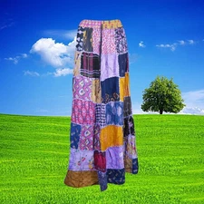 Patchwork Boho Maxi Skirt, Women’s Patchwork Skirt, Summer Purple Beach S/M/L