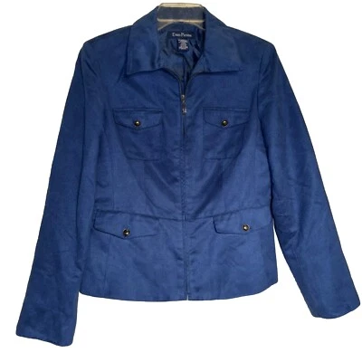 Chaqueta Blazer Evan Picone Mujer 10 Azul Real Muy Suave Cremallera Bolsillos Frontales  Foto 1 de 4