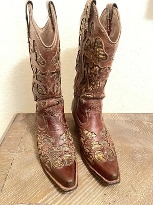 TWISTED X Womens Steppin Out Brown Chocolate python Inlay Cowboy Boots Size 6 - Image 1 of 4