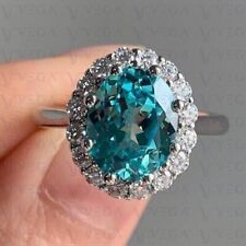 2.48Ct Oval Cut Certified Diamond Natural Blue Topaz Wedding Ring 14K White Gold