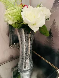 Large Stunning Silver Cracked Luxury Flower Vase Wedding Table Centerpiece 30Cm - Picture 1 of 10