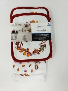 Mainstays 5 Pc Kitchen Set - 2 Dish Towels, 2 Pot Holders, & 1 Oven Mitt - Picture 1 of 2