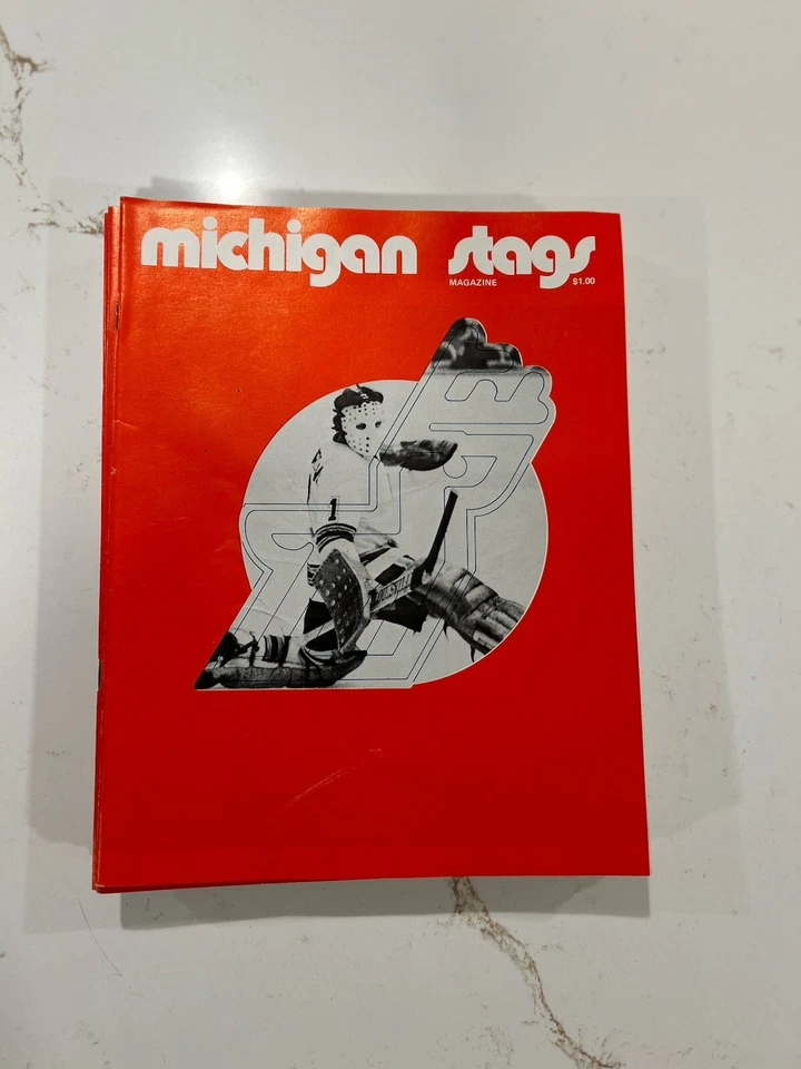WHA MICHIGAN STAGS vs NEW ENGLAND WHALERS 11-17-74 Program TED GREEN NICK FOTIU - Image 1 of 4