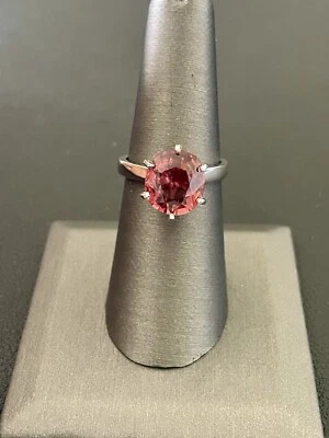 Anillo de turmalina de platino de 5 quilates talla 7 (N8) Foto 1 de 4