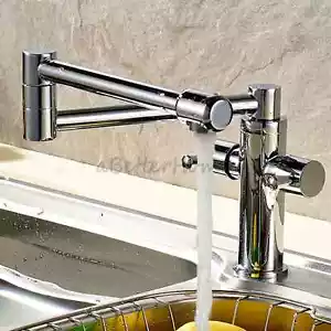 Kitchen Foldable Sink Faucet Swivel Spout Hot Cold Water Mixer Tap Single Hole - Picture 1 of 5