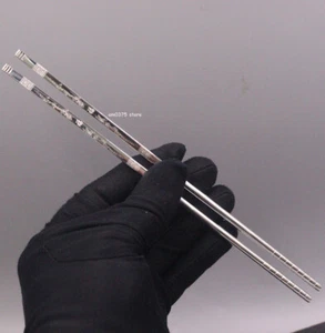 Massive 999 Reines Silber Essstäbchen Haushalt Drache Quadratisch Geschirr 7,87 Zoll L - Bild 1 von 5