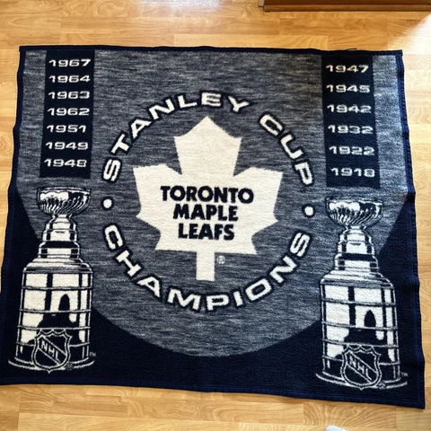 Toronto Maple Leafs Stanley Cup Fleece Blanket/Throw NHL Biederlack 54x46 EUC Cover